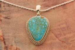 Artie Yellowhorse Genuine Kingman Web Turquoise Sterling Silver Pendant
